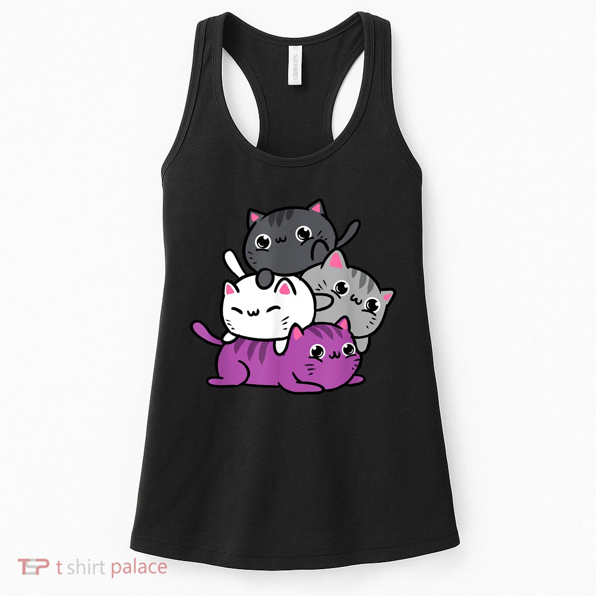 Kawaii Cat Pile Asexual Pride Women's Tank Top