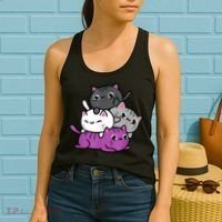 Kawaii Cat Pile Asexual Pride Women's Tank Top thumb 2