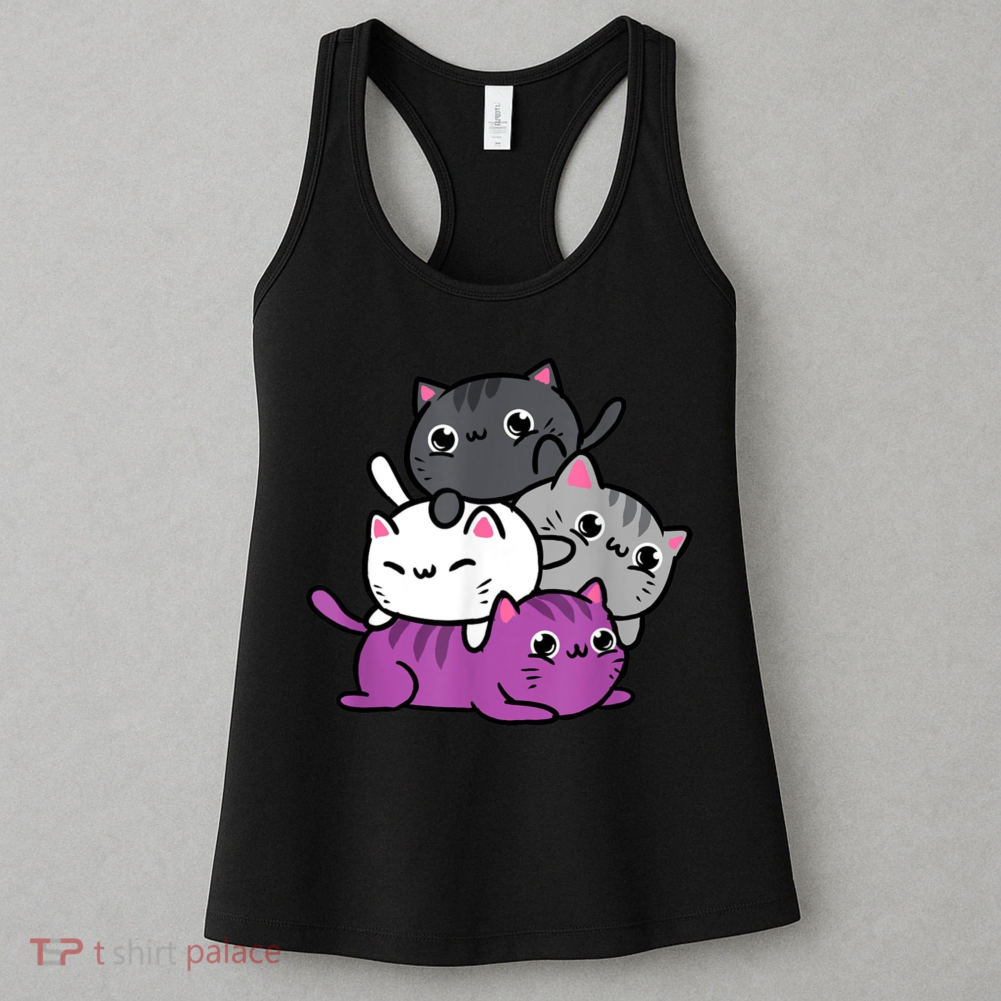 Kawaii Cat Pile Asexual Pride Women's Tank Top