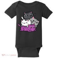 Kawaii Cat Pile Asexual Pride Baby Bodysuit thumb 0