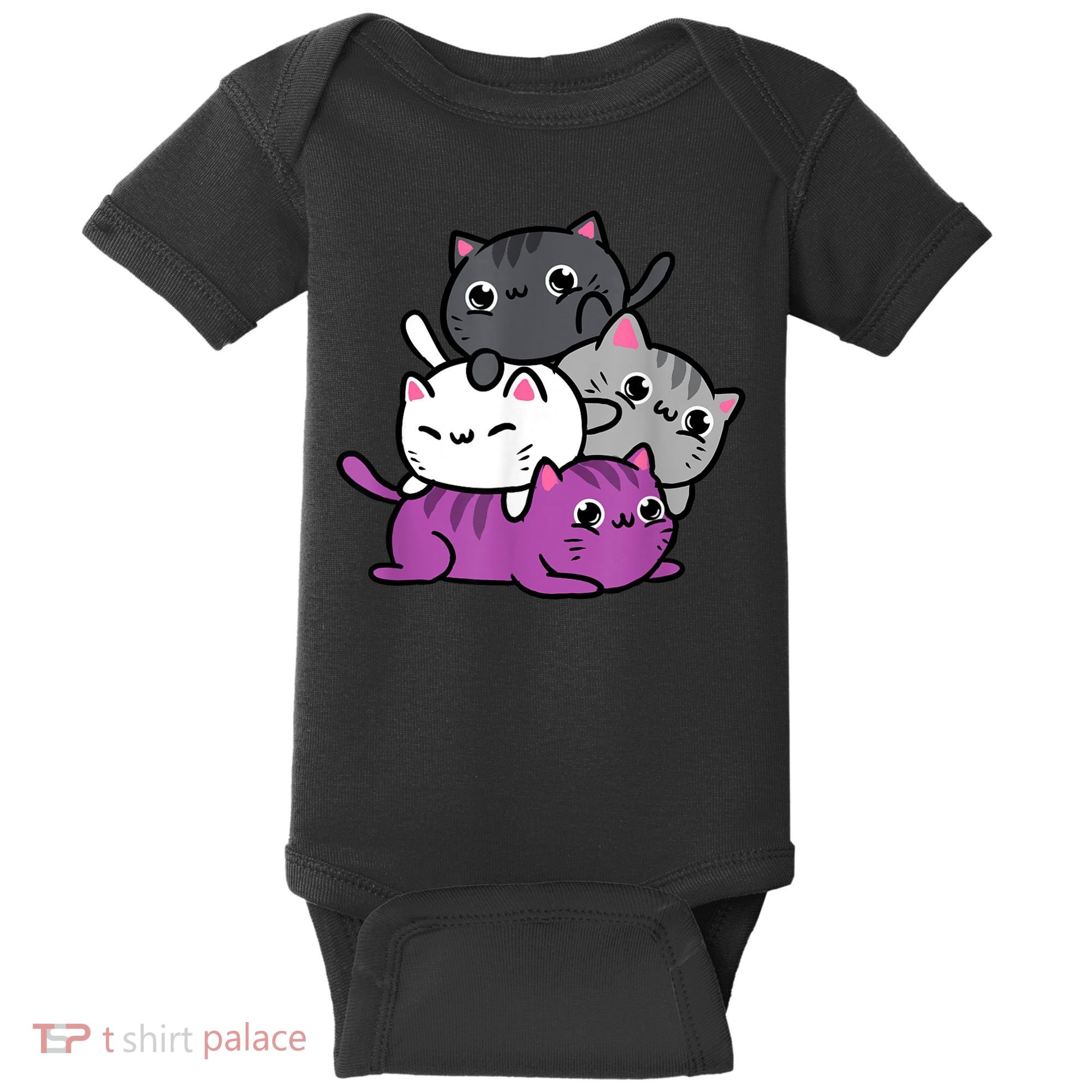 Kawaii Cat Pile Asexual Pride Baby Bodysuit