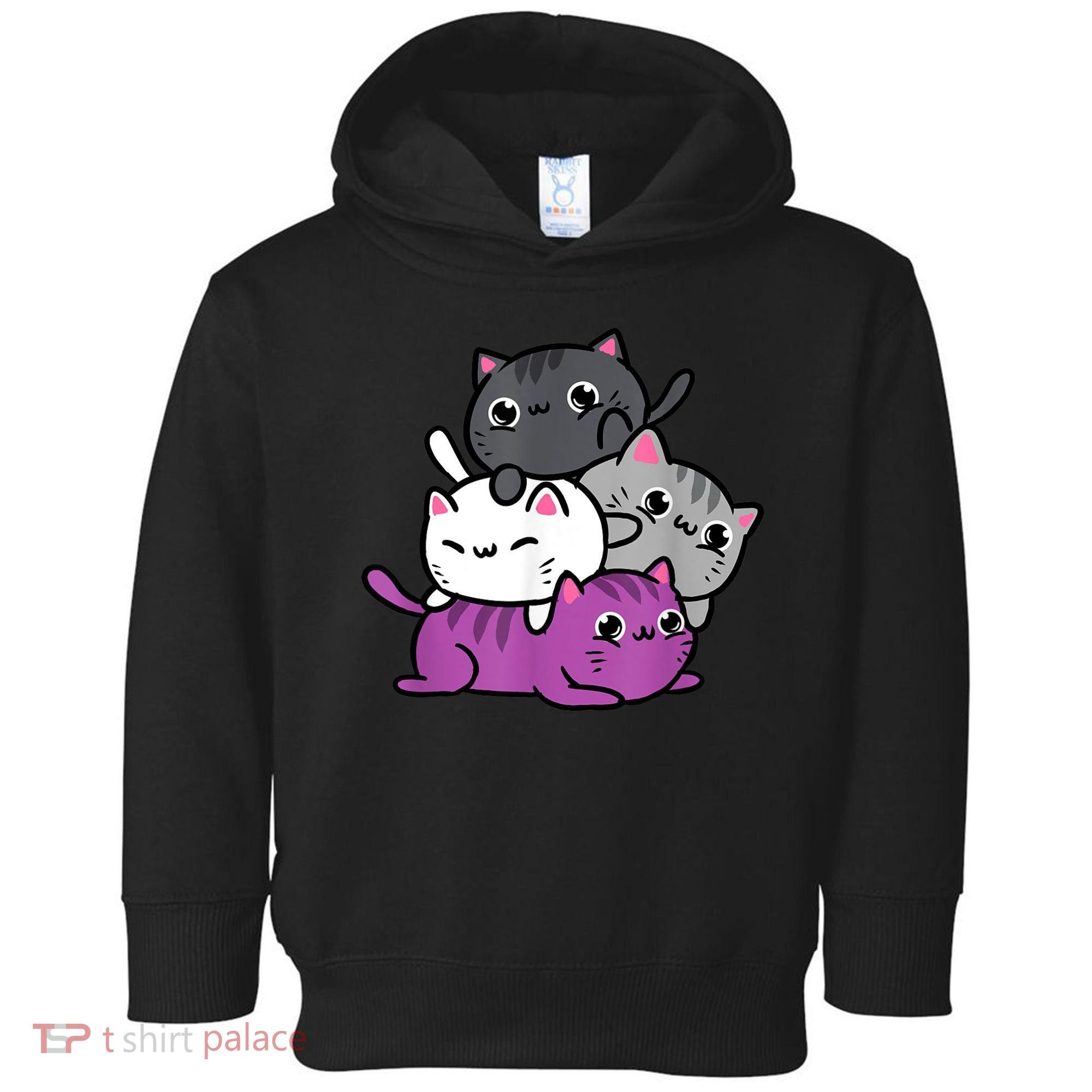 Kawaii Cat Pile Asexual Pride Toddler Hoodie