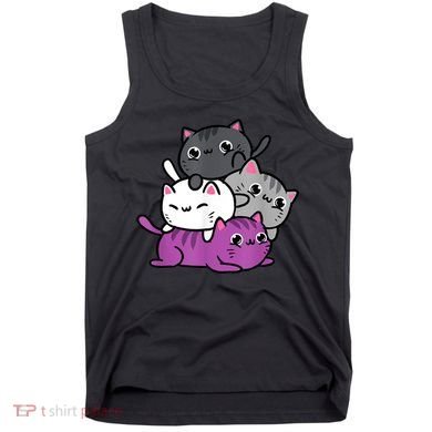 Kawaii Cat Pile Asexual Pride Tank Top