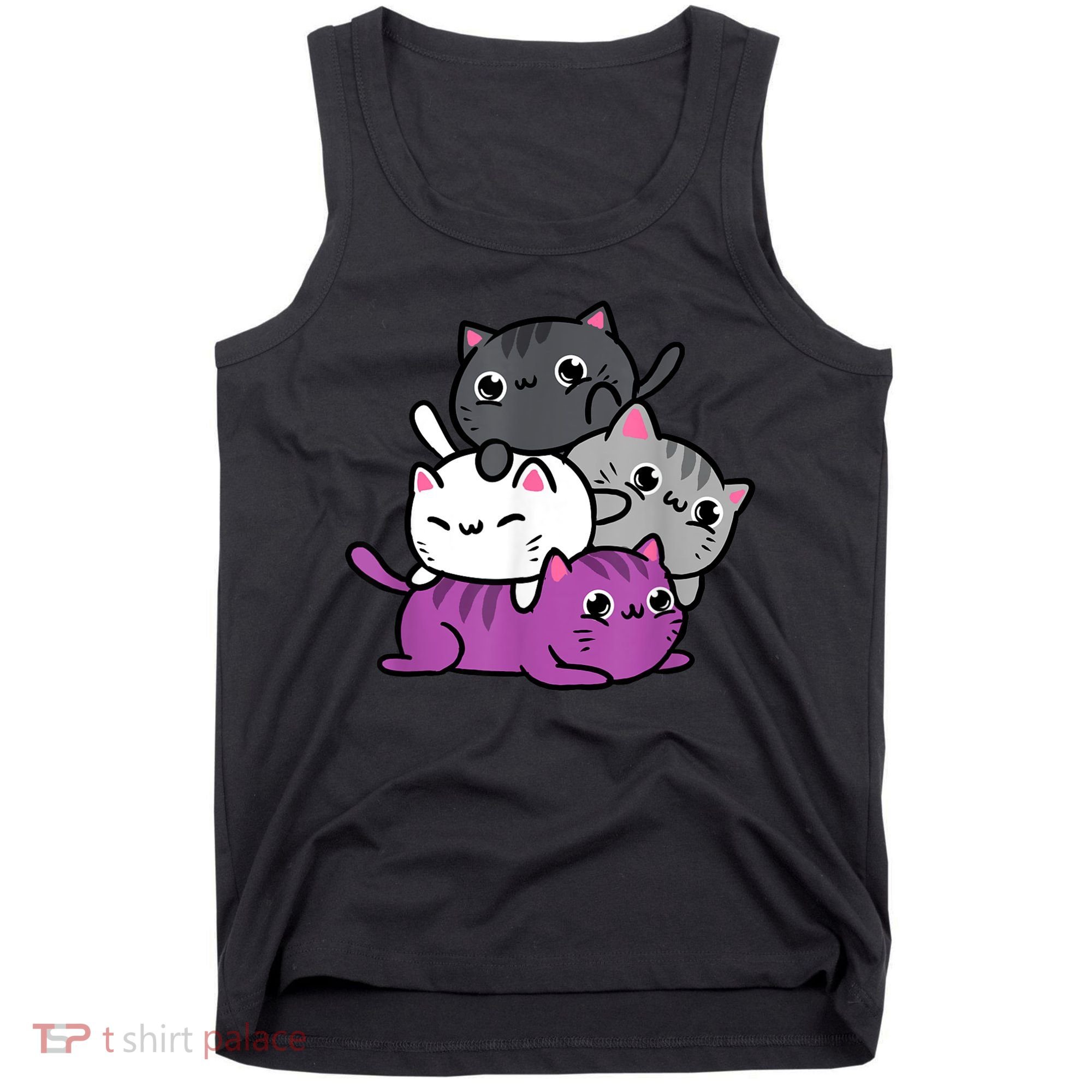 Kawaii Cat Pile Asexual Pride Tank Top