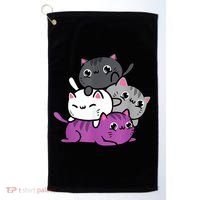 Kawaii Cat Pile Asexual Pride Golf Towel thumb 0