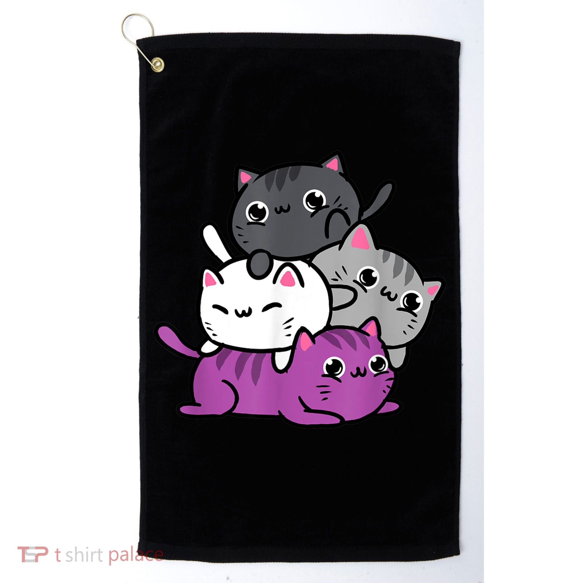 Kawaii Cat Pile Asexual Pride Golf Towel