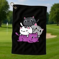 Kawaii Cat Pile Asexual Pride Golf Towel thumb 1