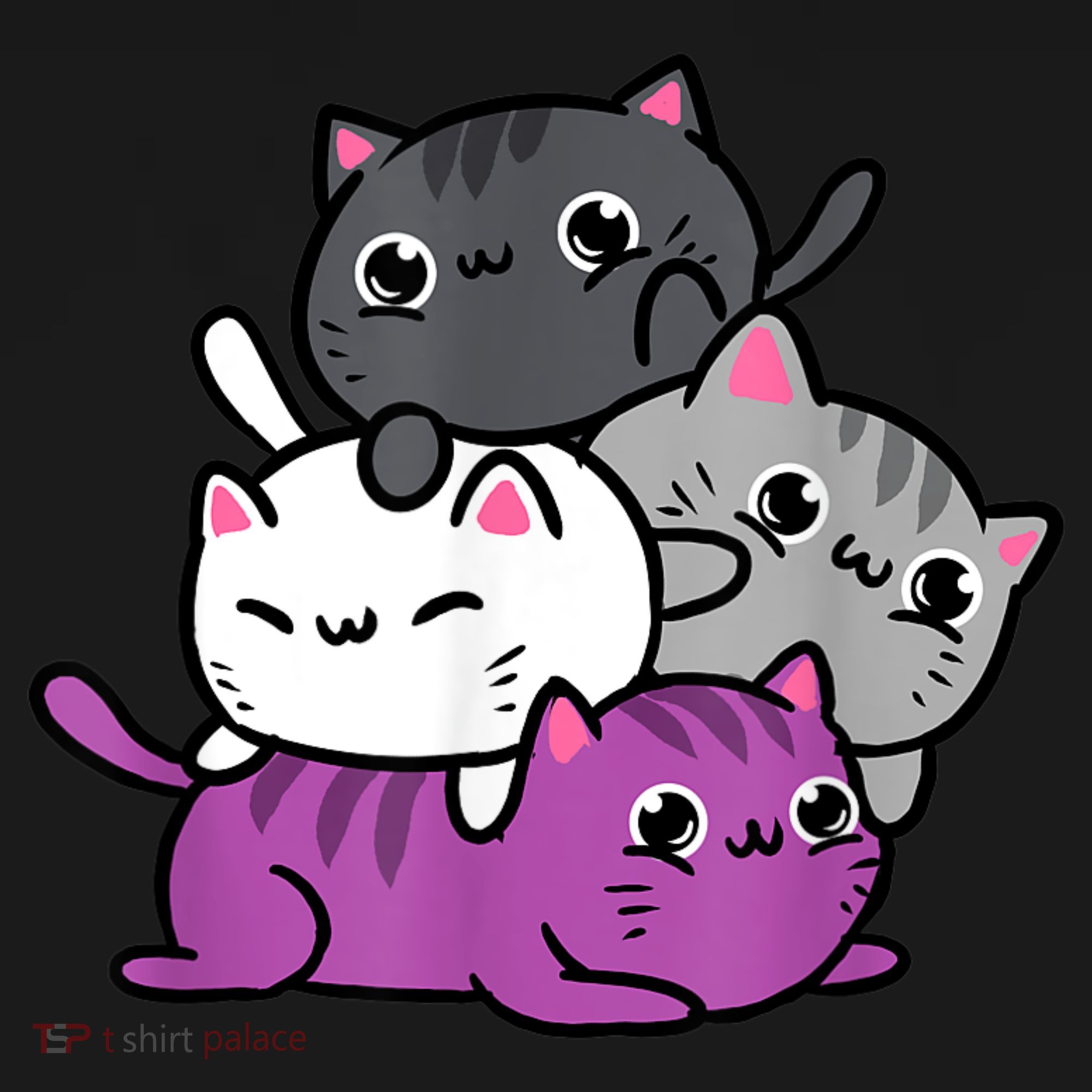 Kawaii Cat Pile Asexual Pride Toddler T-Shirt