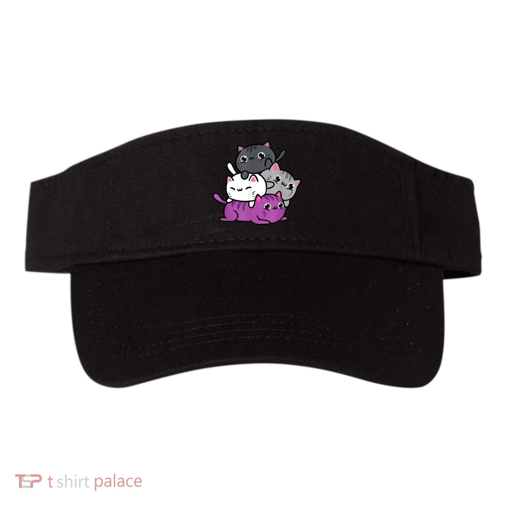 Kawaii Cat Pile Asexual Pride Visor
