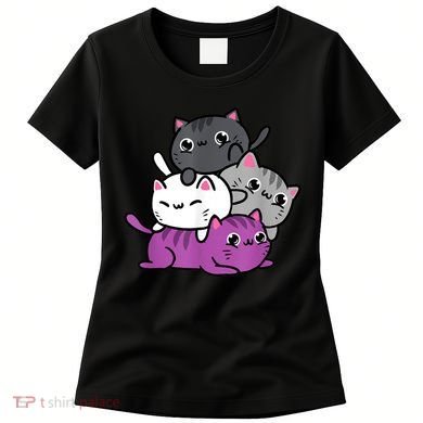 Kawaii Cat Pile Asexual Pride Women's T-Shirt