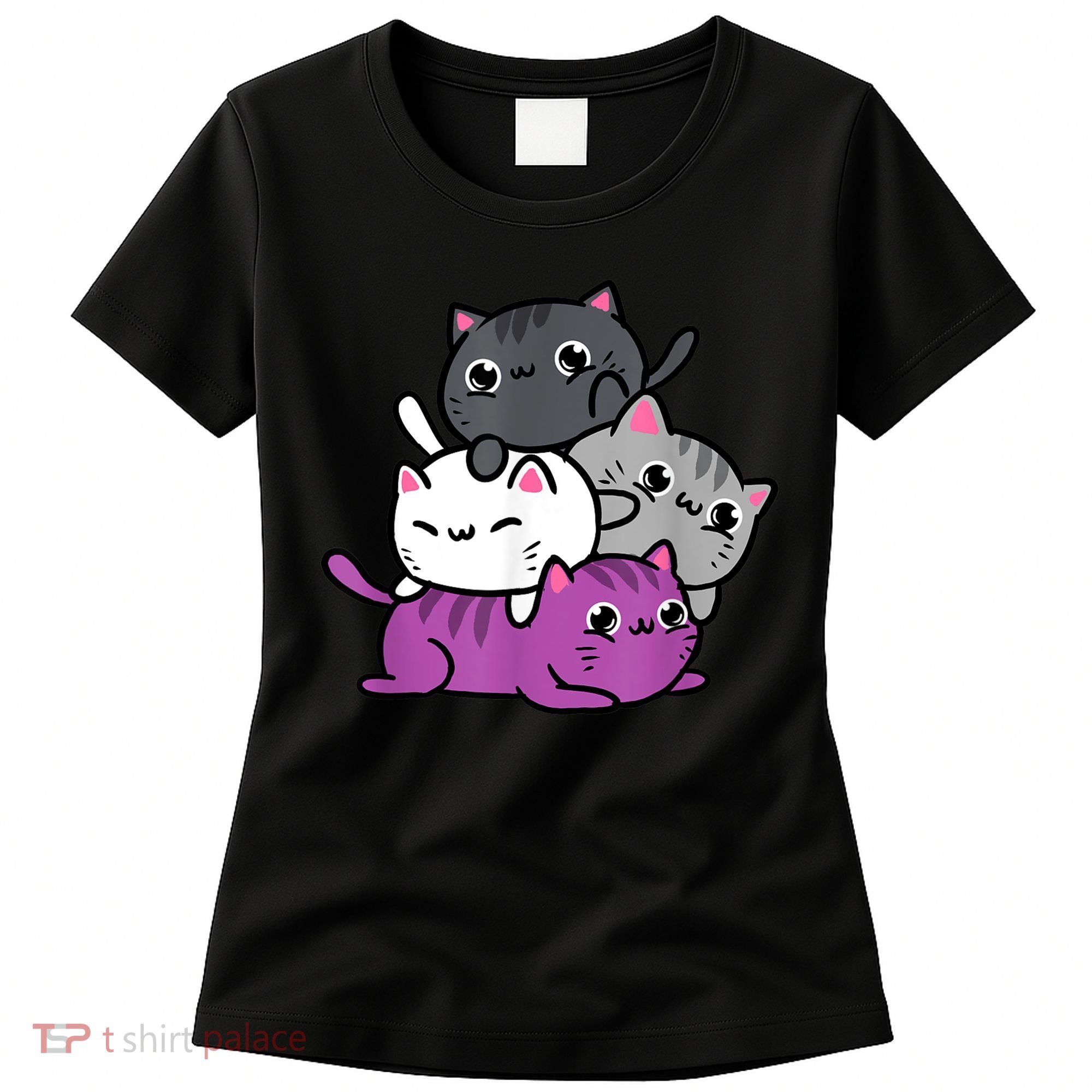 Kawaii Cat Pile Asexual Pride Women's T-Shirt