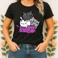 Kawaii Cat Pile Asexual Pride Women's T-Shirt thumb 2