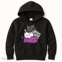 Kawaii Cat Pile Asexual Pride Kids Hoodie thumb 0