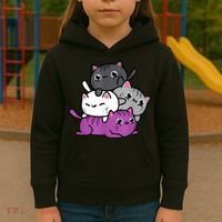 Kawaii Cat Pile Asexual Pride Kids Hoodie thumb 3