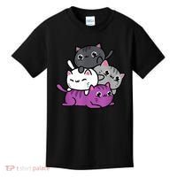 Kawaii Cat Pile Asexual Pride Kids T-Shirt thumb 0