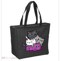 Kawaii Cat Pile Asexual Pride Tote Bag thumb 2