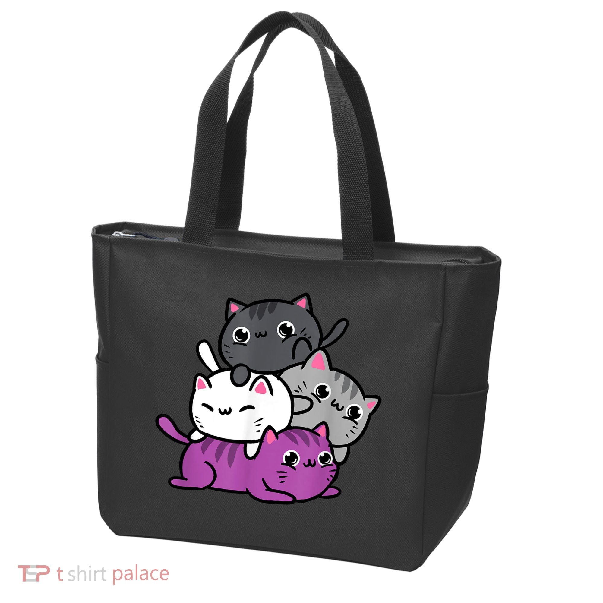 Kawaii Cat Pile Asexual Pride Tote Bag