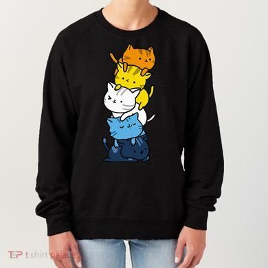 Kawaii Cat Pile Aroace Pride Flag Women's Sweatshirt