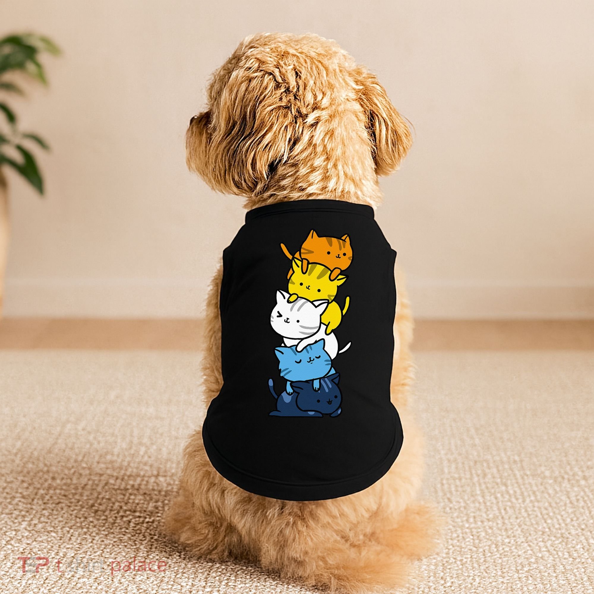 Kawaii Cat Pile Aroace Pride Flag Doggie Tank