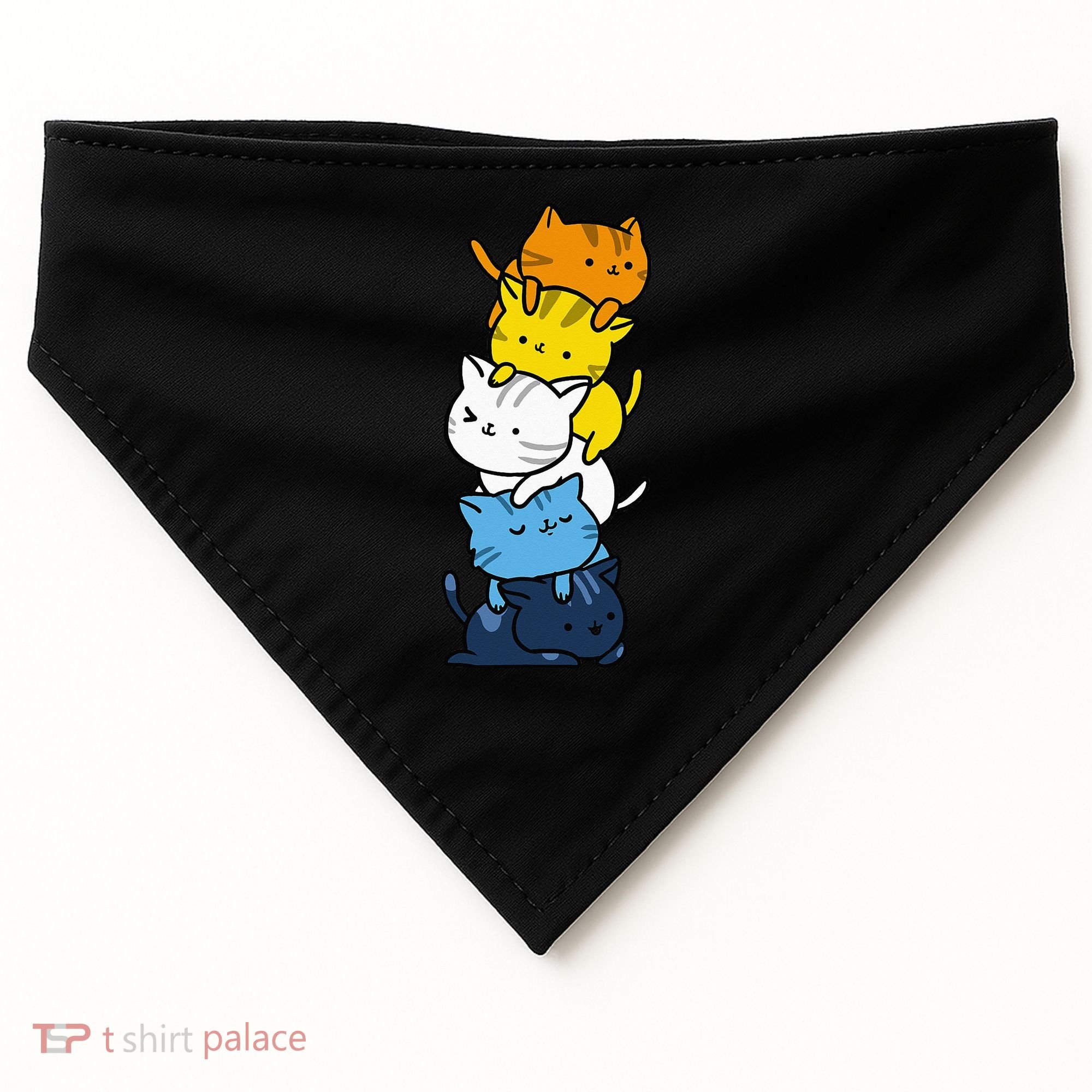 Kawaii Cat Pile Aroace Pride Flag USA-Made Doggie Bandana
