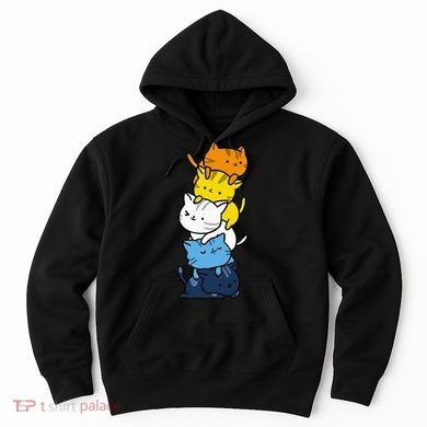 Kawaii Cat Pile Aroace Pride Flag Hoodie