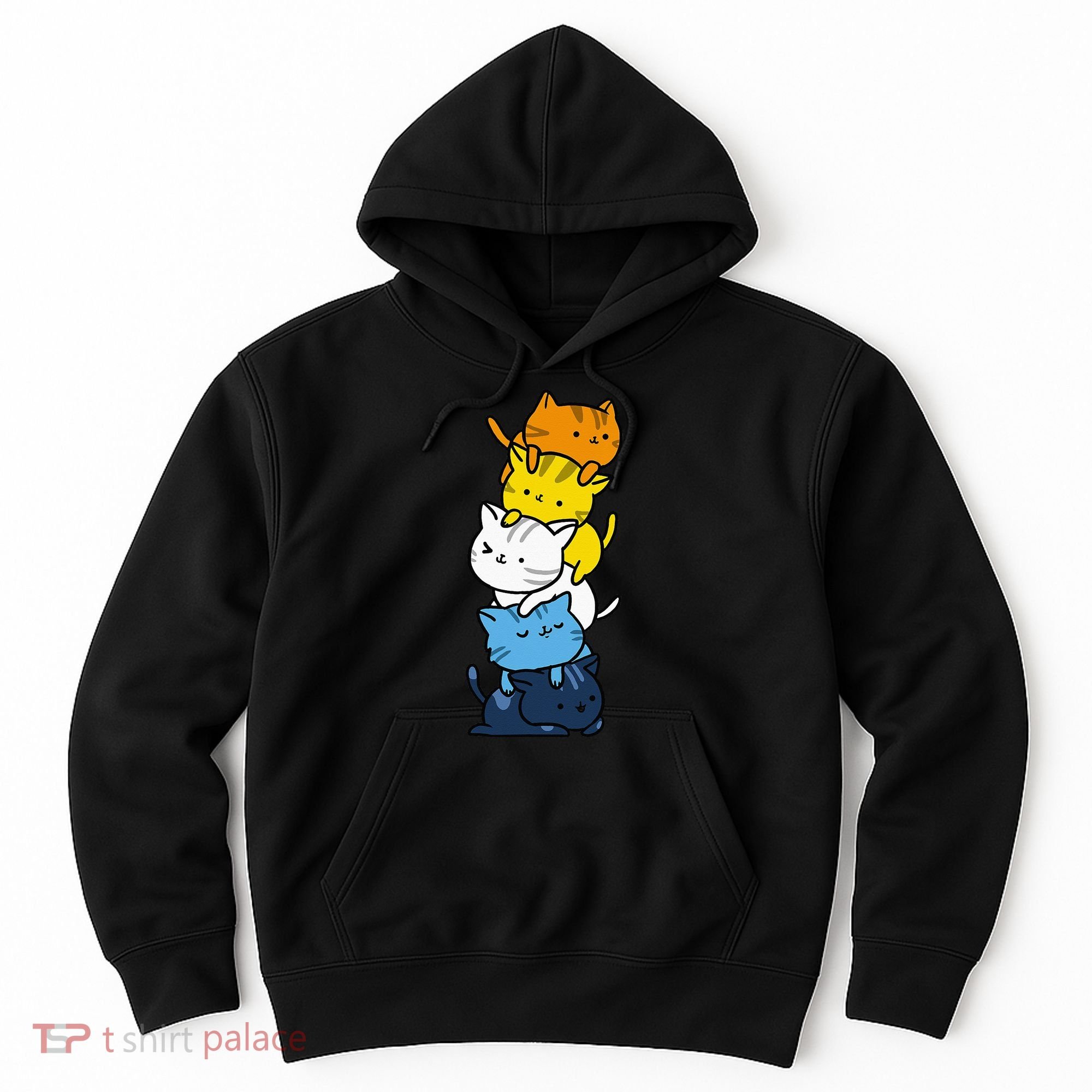 Kawaii Cat Pile Aroace Pride Flag Hoodie