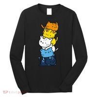 Kawaii Cat Pile Aroace Pride Flag Long Sleeve Shirt thumb 0