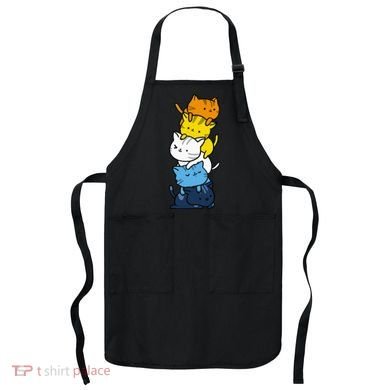 Kawaii Cat Pile Aroace Pride Flag Apron