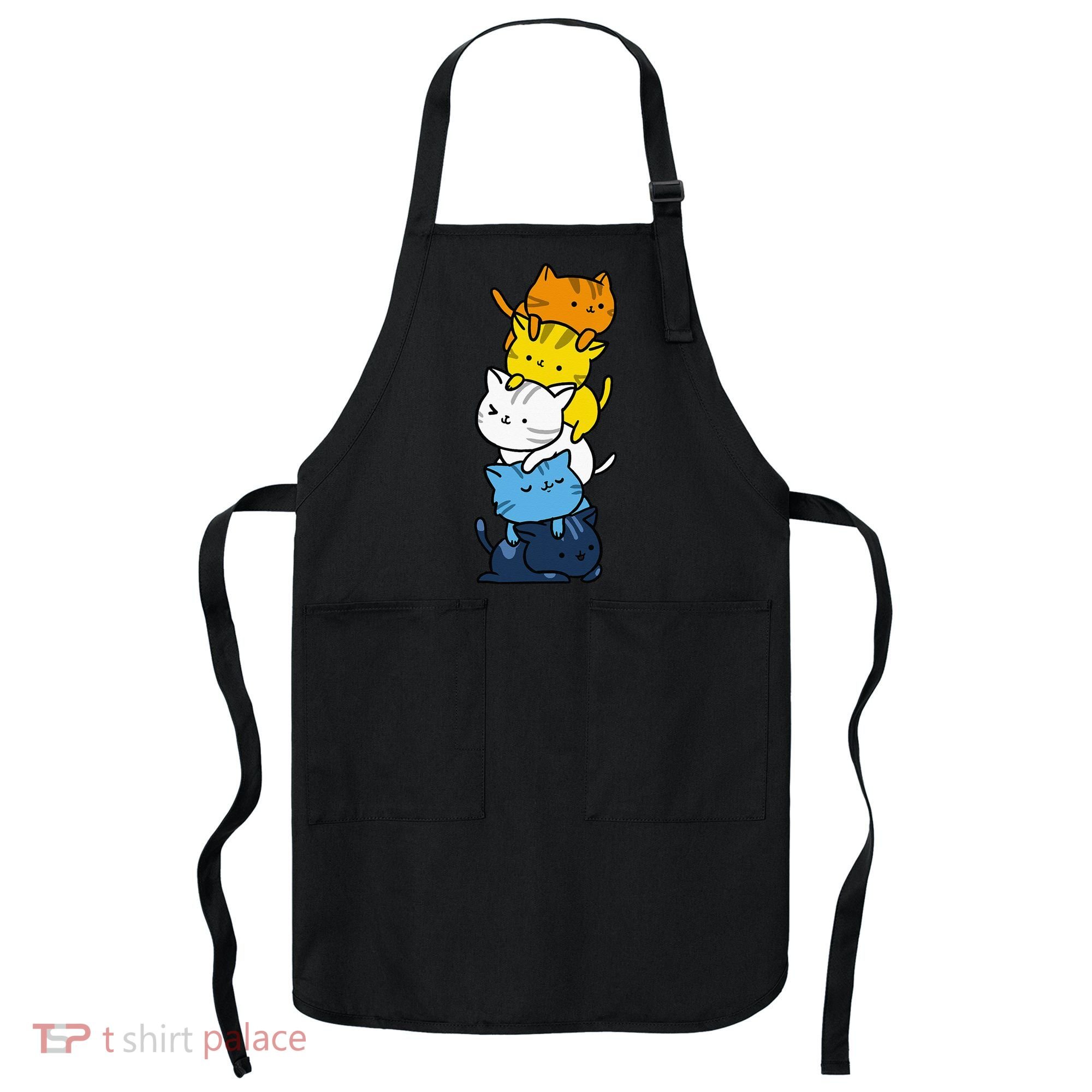 Kawaii Cat Pile Aroace Pride Flag Apron