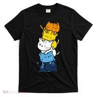 Kawaii Cat Pile Aroace Pride Flag T-Shirt thumb 0
