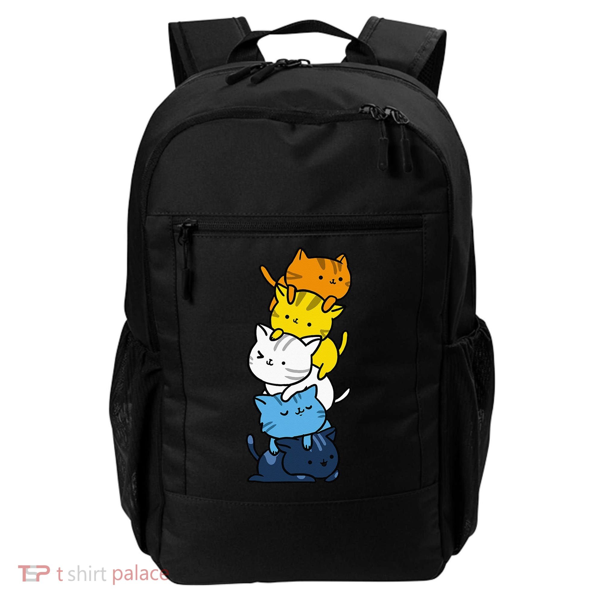 Kawaii Cat Pile Aroace Pride Flag Backpack
