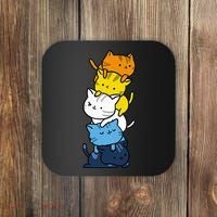 Kawaii Cat Pile Aroace Pride Flag Coaster thumb 0