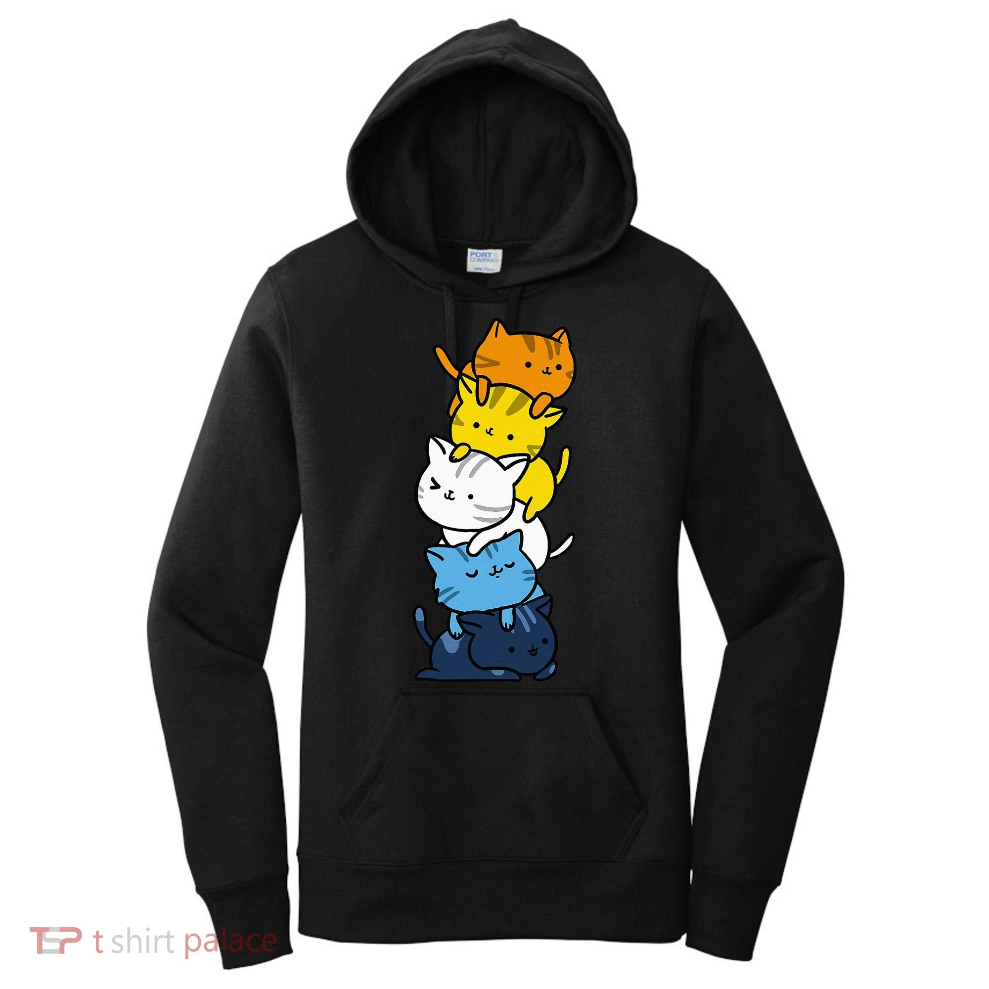 Kawaii Cat Pile Aroace Pride Flag Women's Hoodie