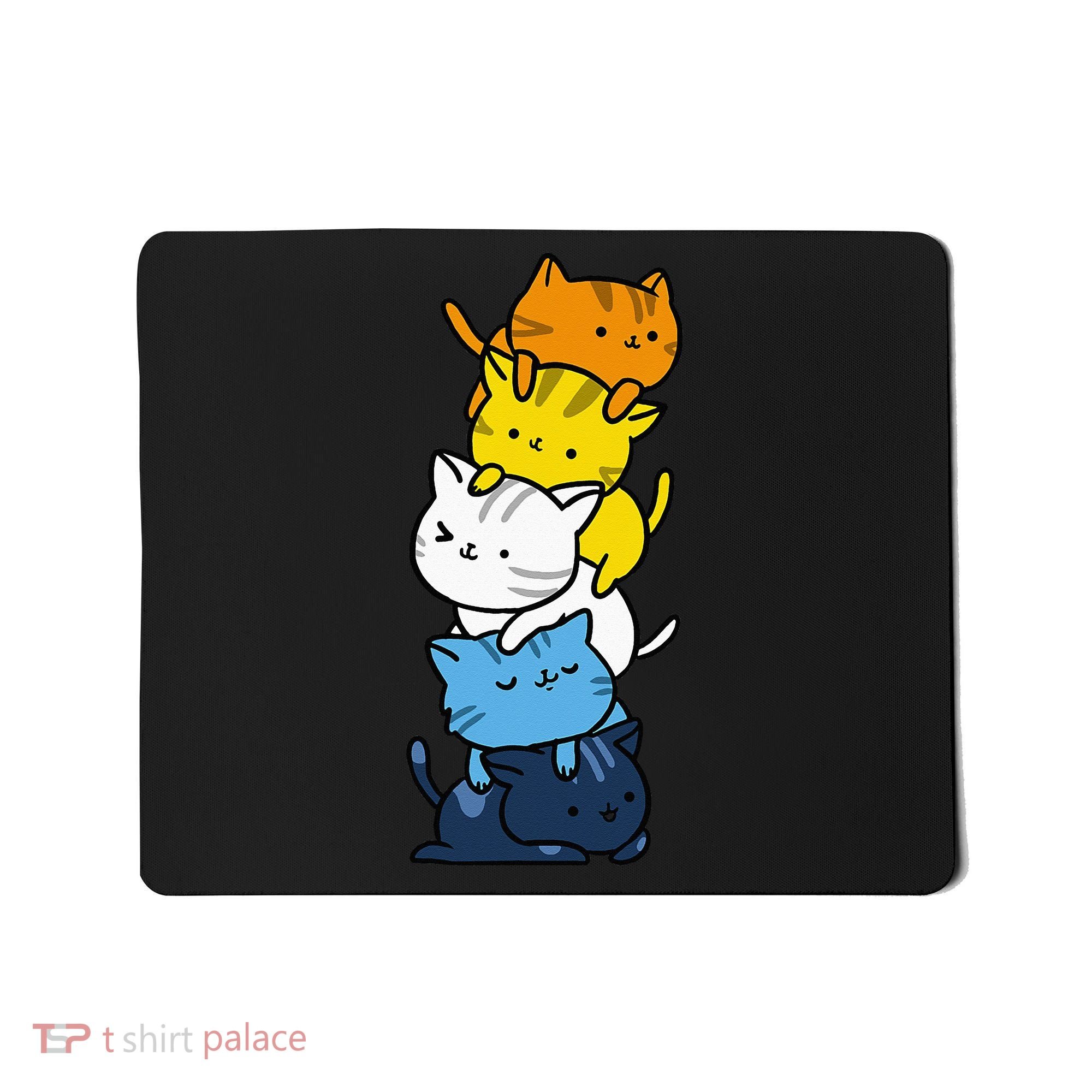 Kawaii Cat Pile Aroace Pride Flag Mousepad