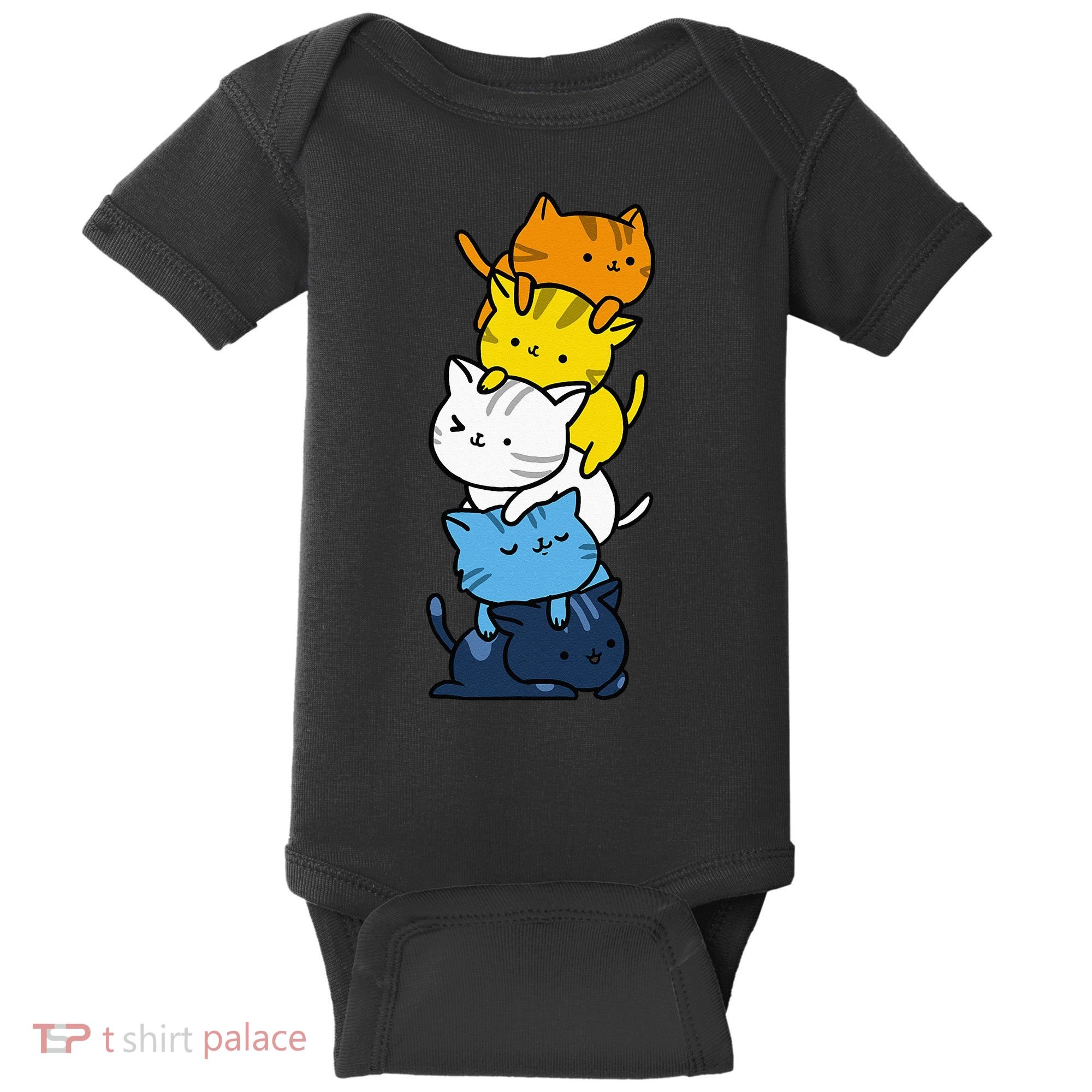 Kawaii Cat Pile Aroace Pride Flag Baby Bodysuit