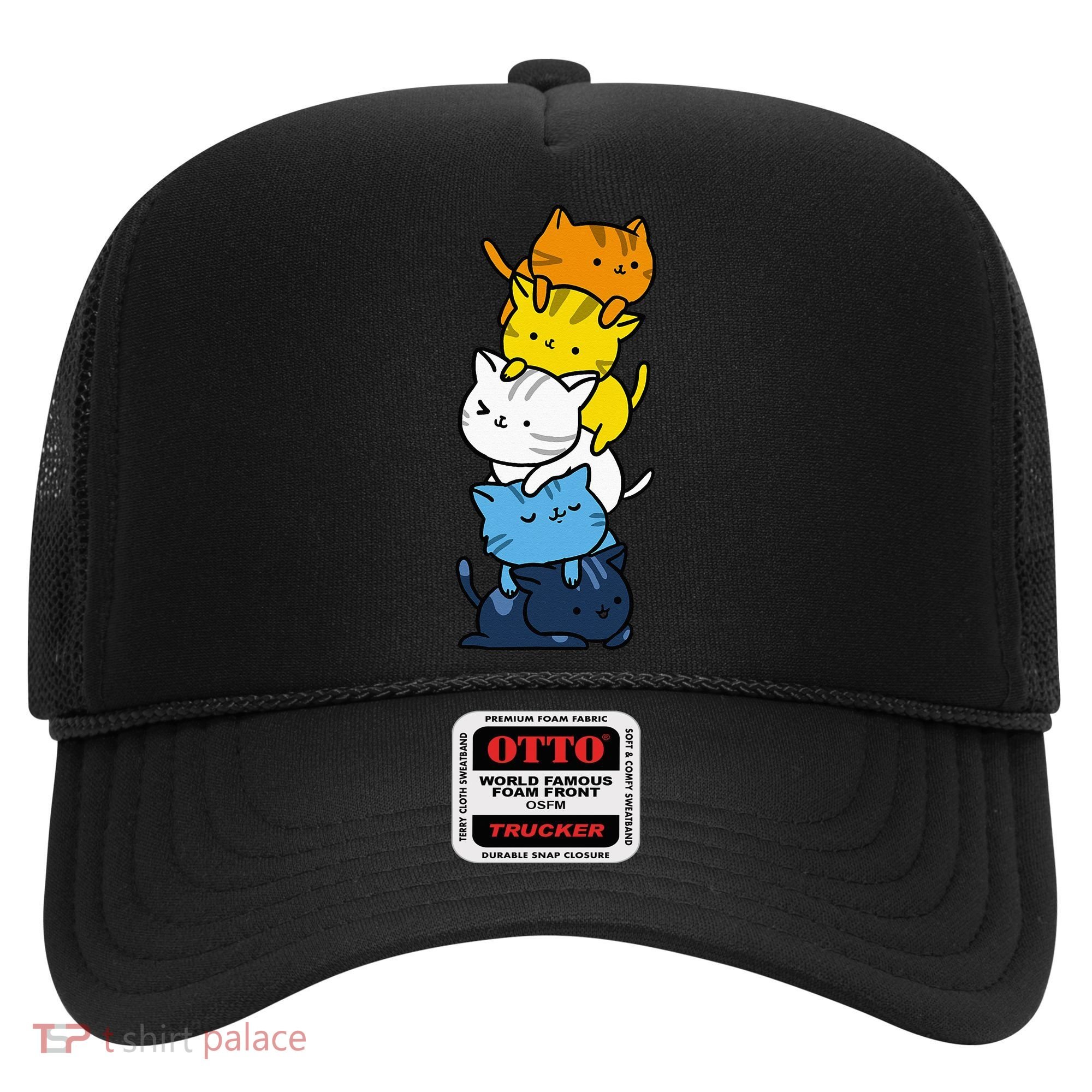 Kawaii Cat Pile Aroace Pride Flag Hat