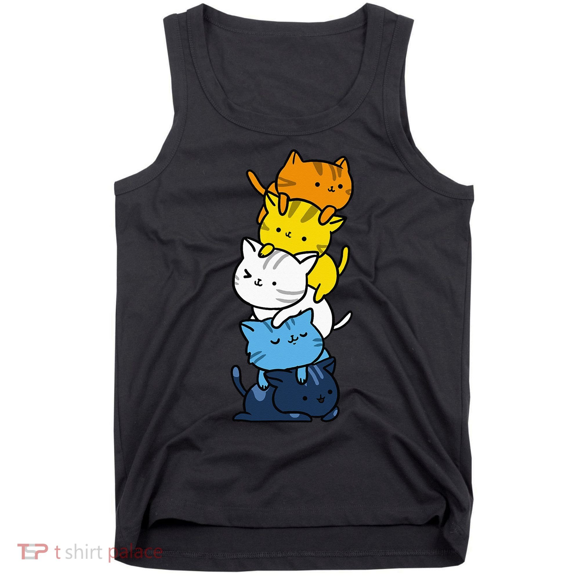 Kawaii Cat Pile Aroace Pride Flag Tank Top
