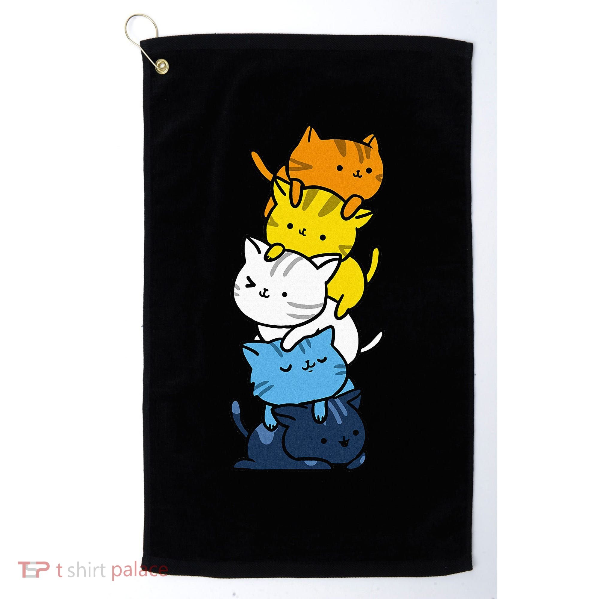 Kawaii Cat Pile Aroace Pride Flag Golf Towel