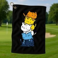 Kawaii Cat Pile Aroace Pride Flag Golf Towel thumb 1