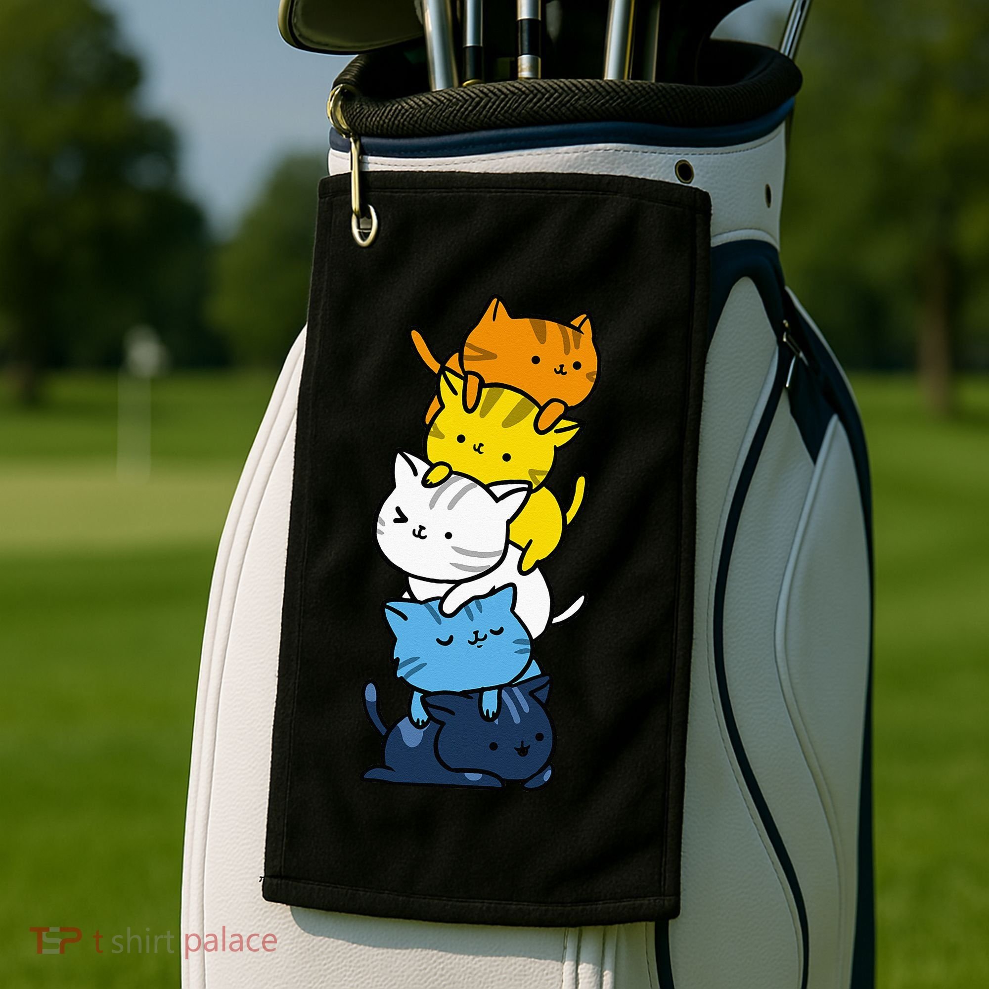 Kawaii Cat Pile Aroace Pride Flag Golf Towel