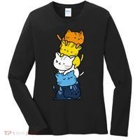 Kawaii Cat Pile Aroace Pride Flag Women's Long Sleeve Shirt thumb 0