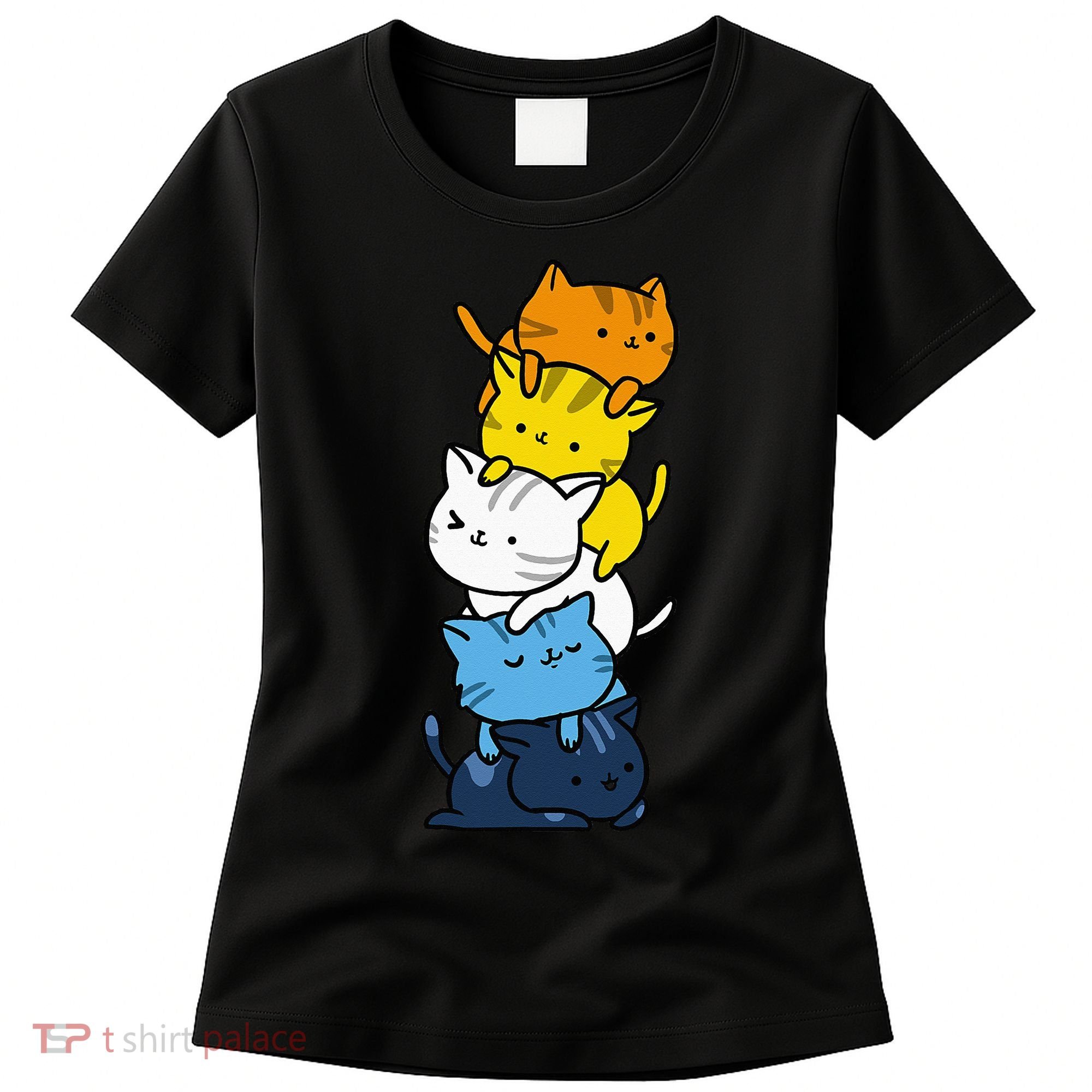 Kawaii Cat Pile Aroace Pride Flag Women's T-Shirt
