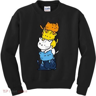 Kawaii Cat Pile Aroace Pride Flag Kids Sweatshirt