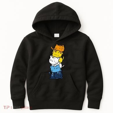 Kawaii Cat Pile Aroace Pride Flag Kids Hoodie