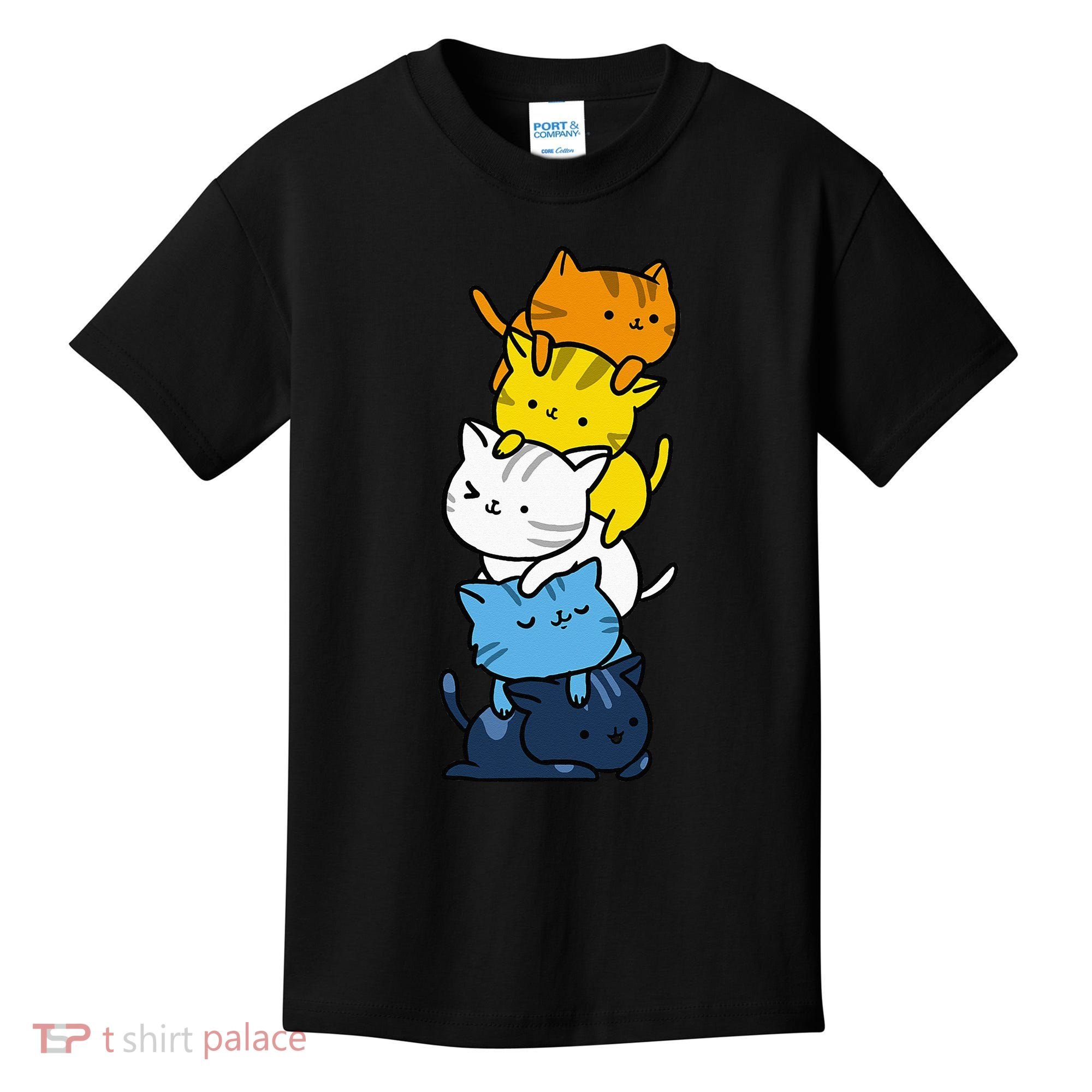 Kawaii Cat Pile Aroace Pride Flag Kids T-Shirt