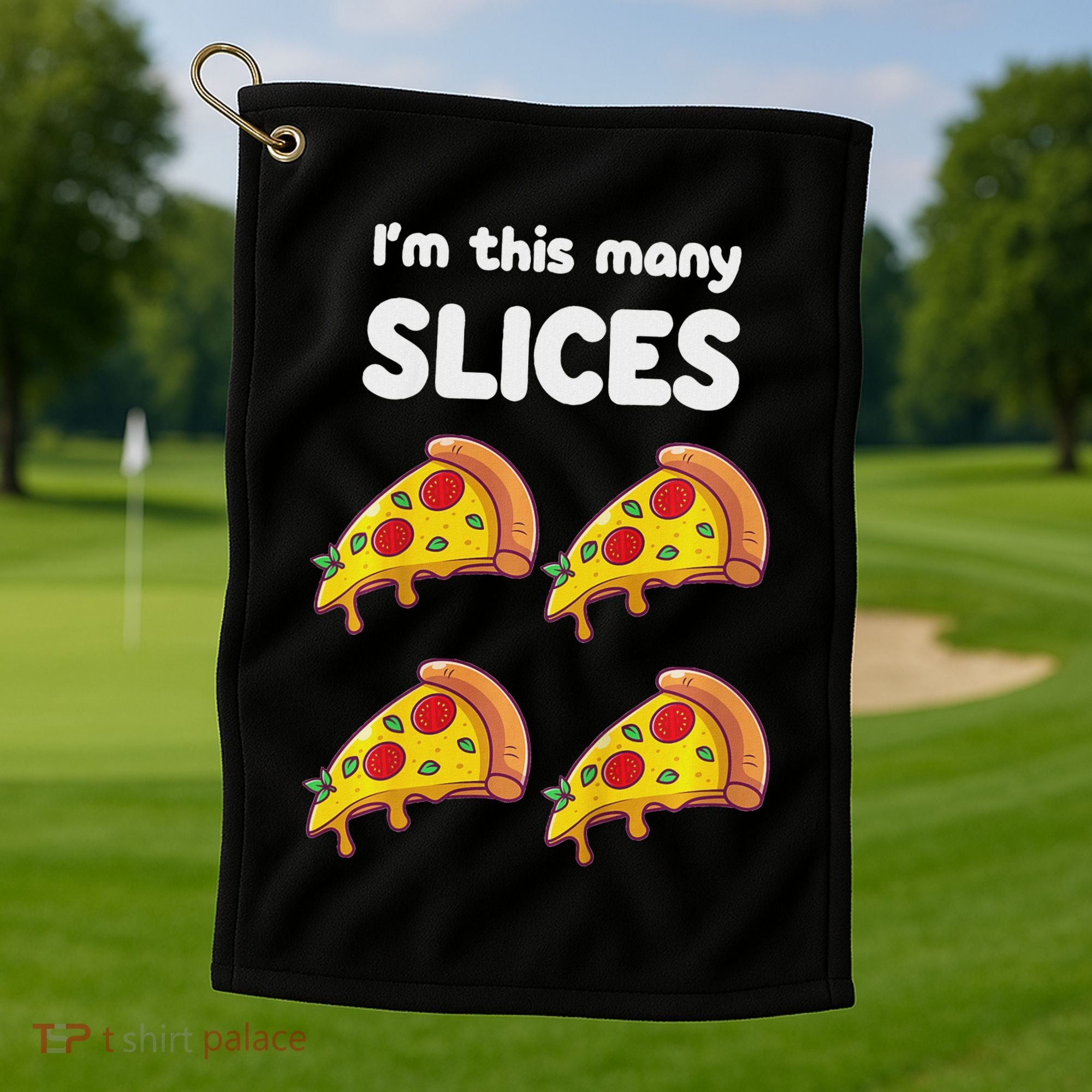 Kids Cute Pizza 4th Birthday I'm This Many Slices 4 Year Old Golf Towel