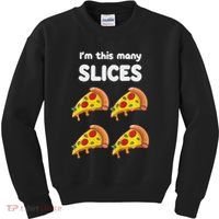 Kids Cute Pizza 4th Birthday I'm This Many Slices 4 Year Old Kids Sweatshirt thumb 0