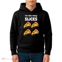 Kids Cute Pizza 4th Birthday I'm This Many Slices 4 Year Old Kids Hoodie thumb 4