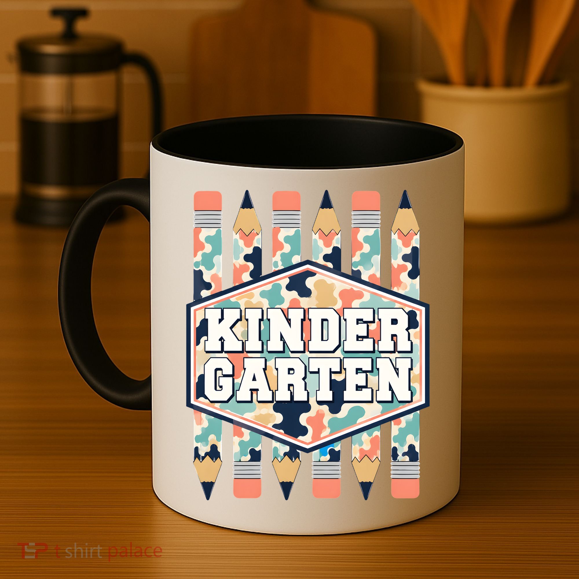 Kindergarten Camouflage Pencils Teachers Students Back To School Coffee Mug