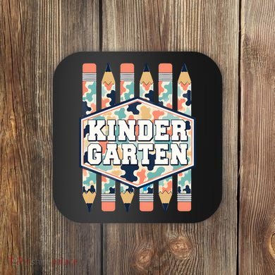 Kindergarten Camouflage Pencils Teachers Students Back To School Coaster